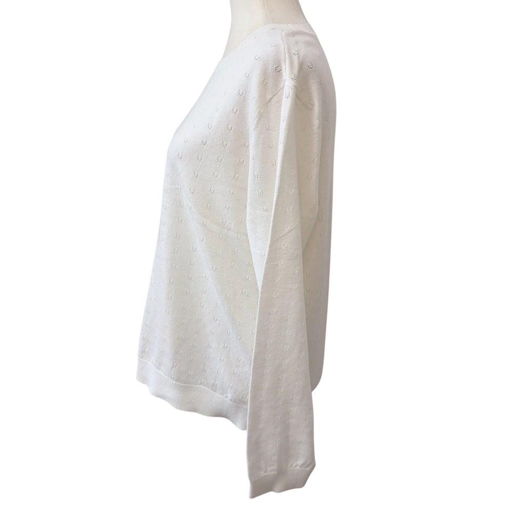 Joe Fresh White Pointelle Knit Size Large Lightweight Sweater Cottagecore - Picture 5 of 8